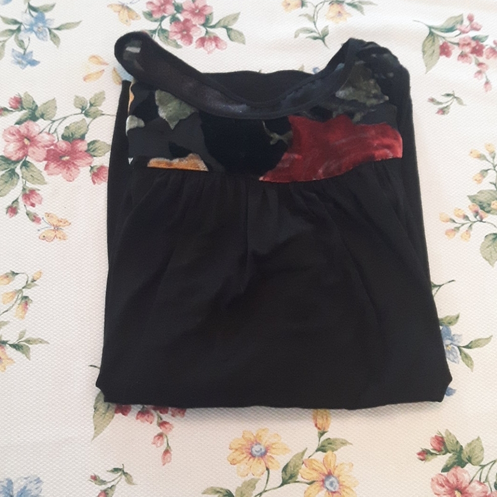 Knapp Studio Cold Shoulder Velvet & Sheer Floral Tunic Top – Size Small - Picture 13 of 14